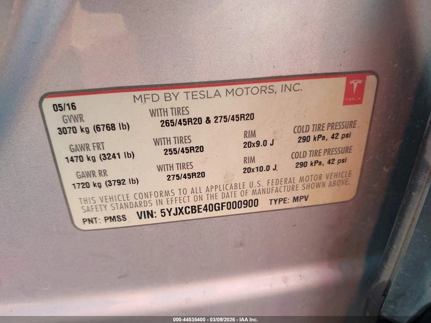 Tesla Model X P90D AWD, снимка 9 - Автомобили и джипове - 55127065