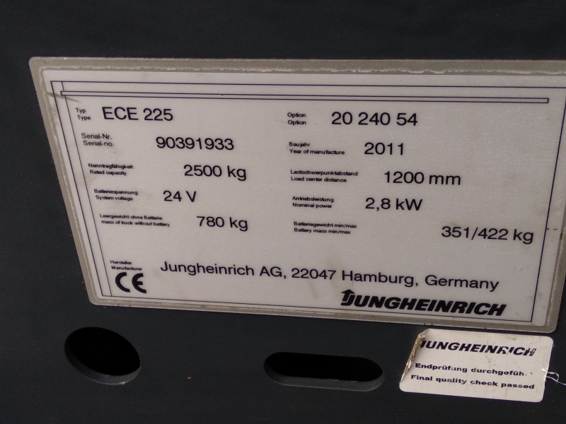 Електрокар Jungheinrich ECE225-Електрическа Палетна Количка, 2.35м, снимка 11 - Индустриална техника - 38414979