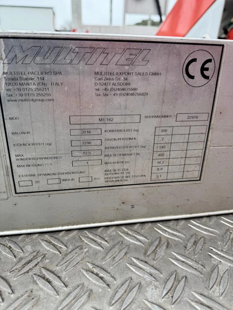 Автовишка Друга марка 16м 300кг Multitel MT162, снимка 5 - Индустриална техника - 52175409