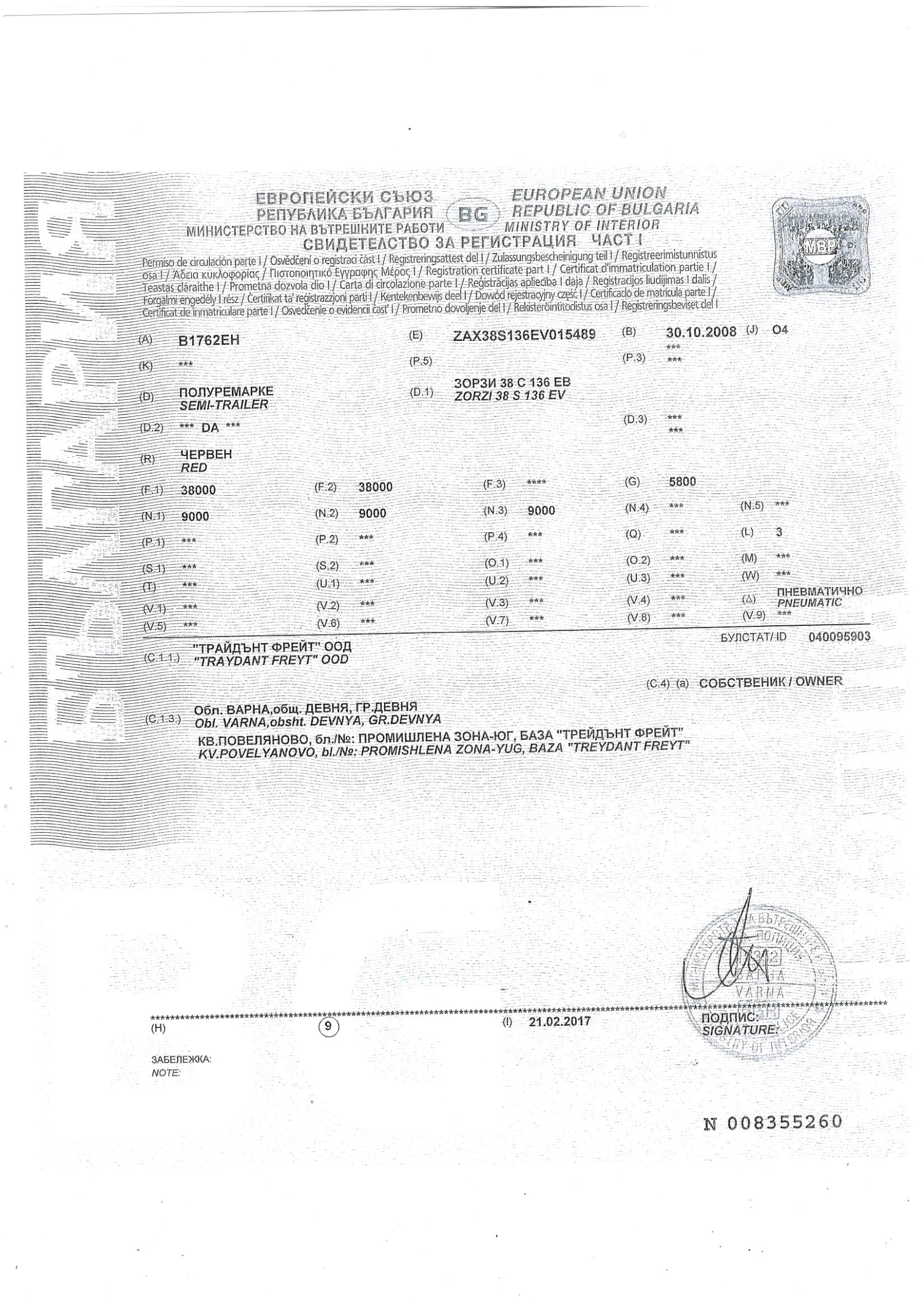 Полуремарке Zorzi 38 S 136 EV