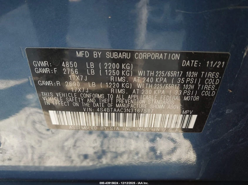 Subaru Outback 2.5L H-4 DI, DOHC, VVT, 182HP All Wheel Drive, снимка 9 - Автомобили и джипове - 53879184