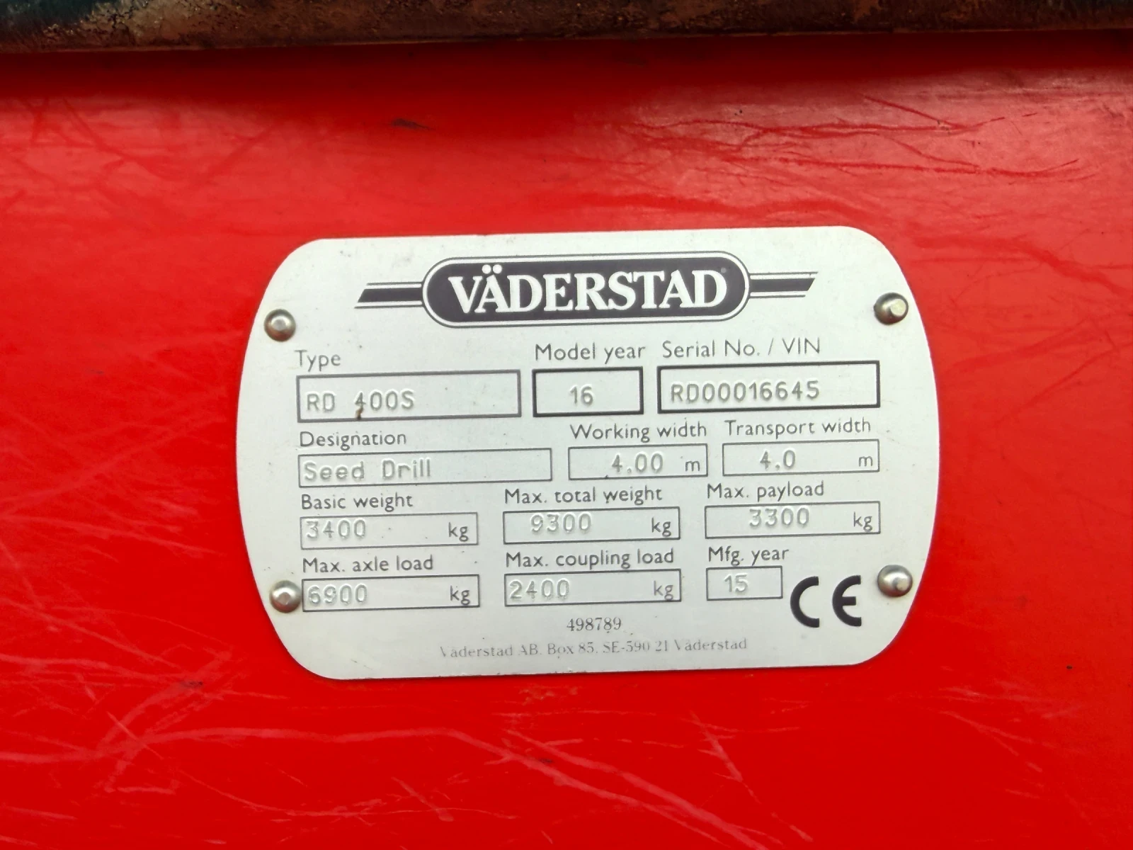 Сеялка Vaderstad RD400S, снимка 3 - Селскостопанска техника - 53935507