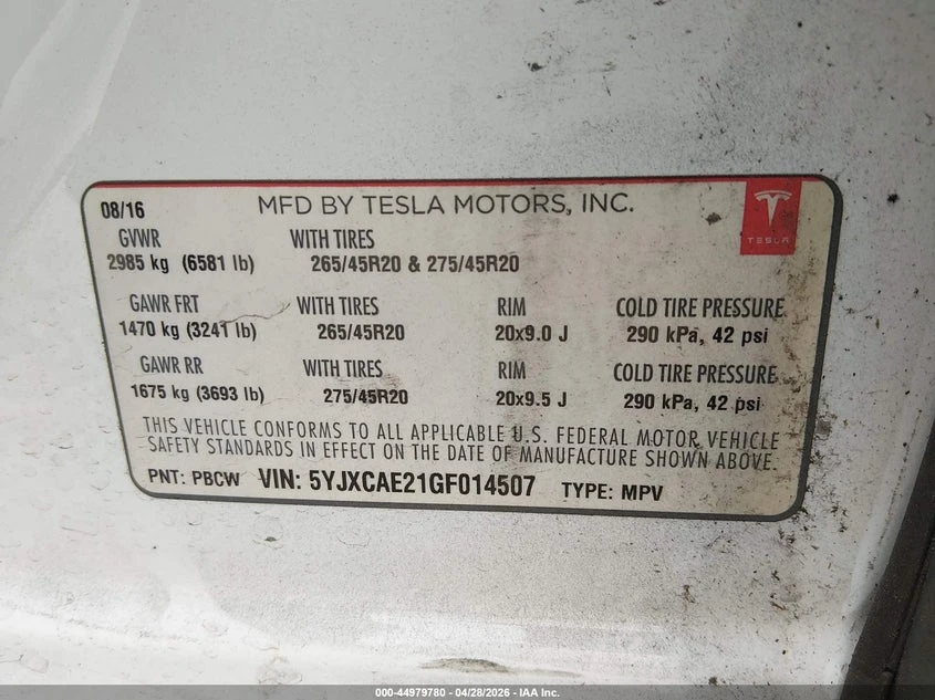 Tesla Model X 60D/70D/75D/90D, снимка 9 - Автомобили и джипове - 54906860