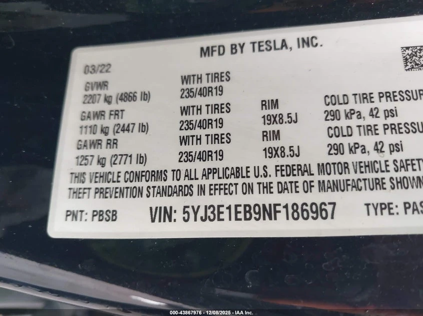 Tesla Model 3 U  U UX All Wheel Drive, снимка 9 - Автомобили и джипове - 53830344