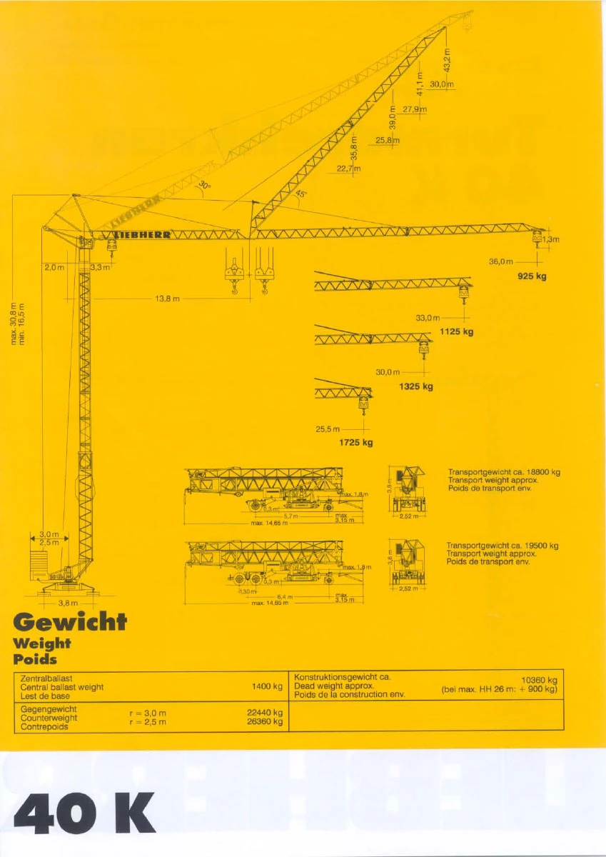 Кулокранове Liebherr 40K, снимка 2 - Индустриална техника - 56254294