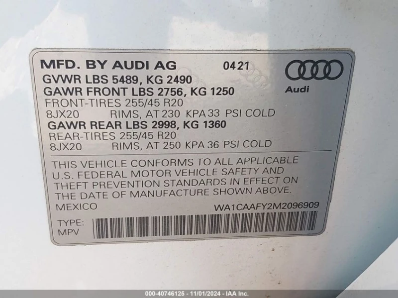 Audi Q5 2.0L I-4 DI, DOHC, VVT, TURBO, 261HP All Wheel Dri, снимка 14 - Автомобили и джипове - 49433057