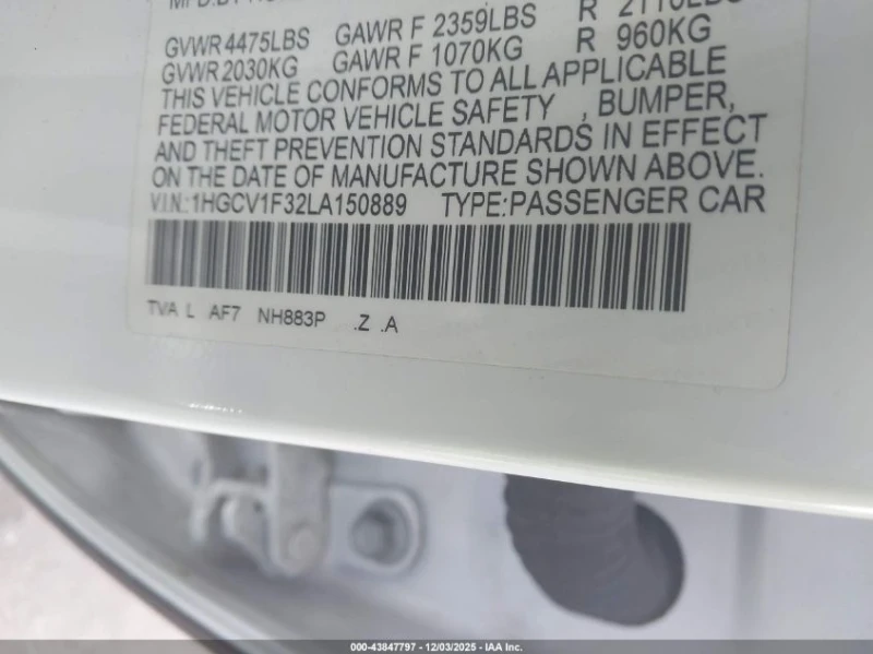 Honda Accord 1.5L I-4 DI, DOHC, VVT, TURBO, 192HP Front Wheel, снимка 15 - Автомобили и джипове - 52915301