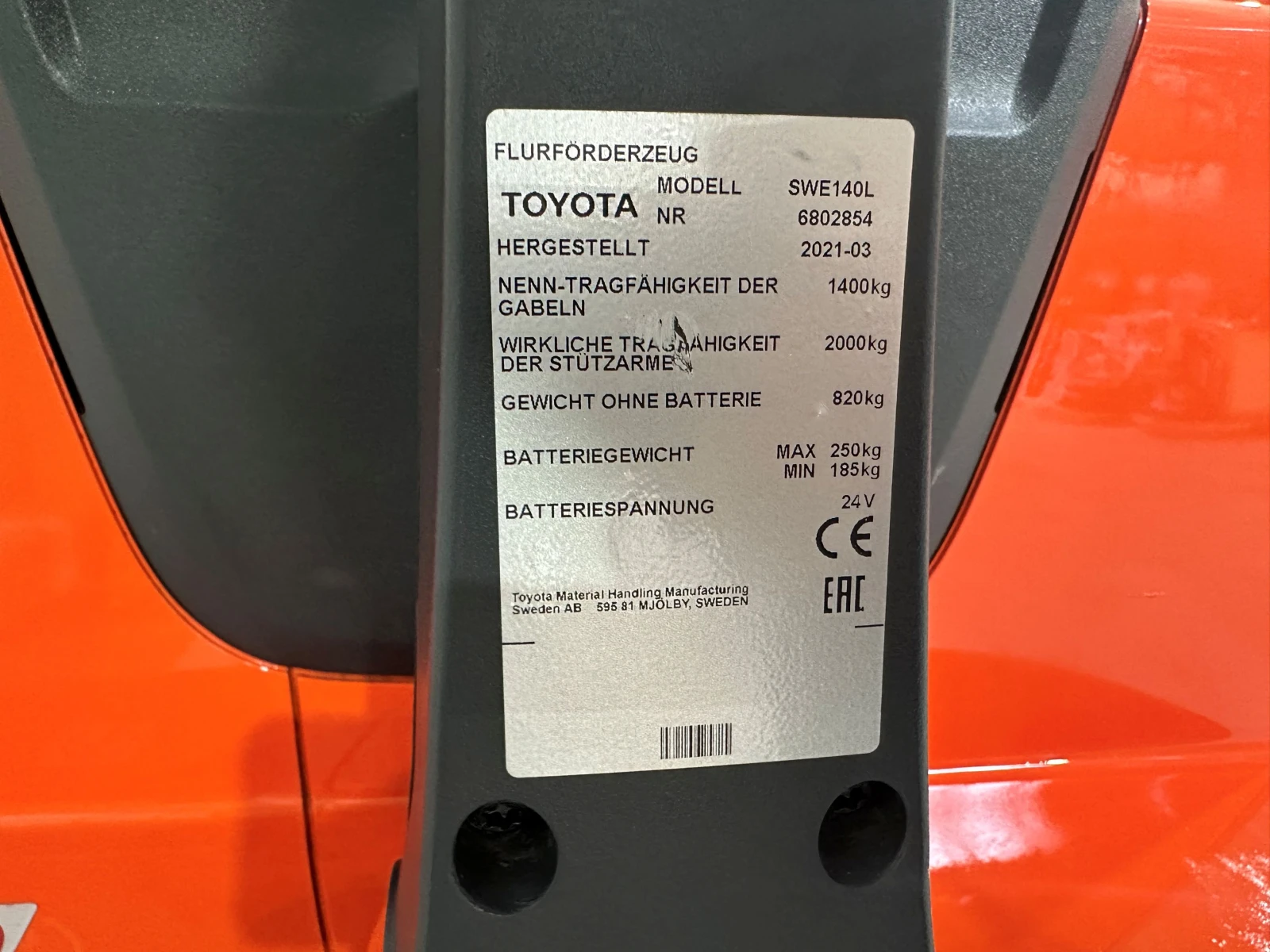 Електрокар Toyota стакер SWE140L, снимка 7 - Индустриална техника - 54913776