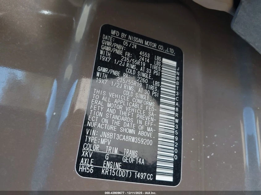 Nissan Rogue 1.5L I-3 DI, DOHC, VVT, TURBO, 201HP Front Wheel, снимка 9 - Автомобили и джипове - 53879148