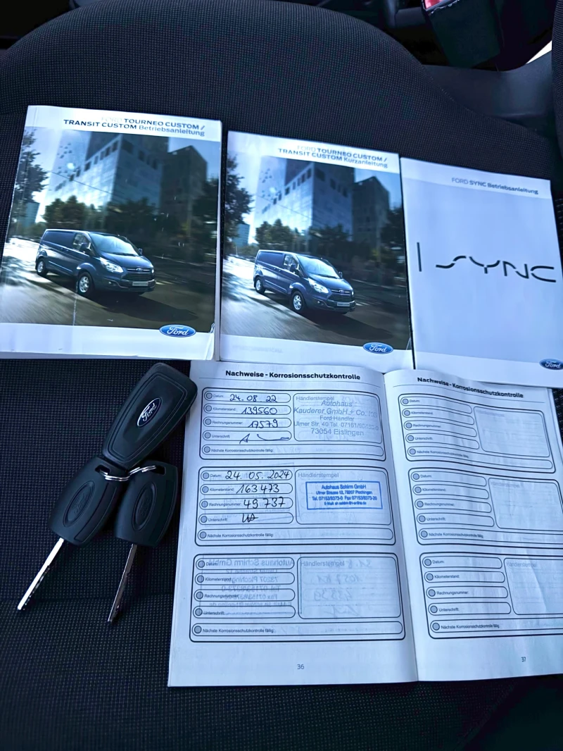 Ford Transit Custom 2.2 TDCI 9 Места 2x Клима, Серв. Книжка 173 000 КМ, снимка 15 - Бусове и автобуси - 53415683