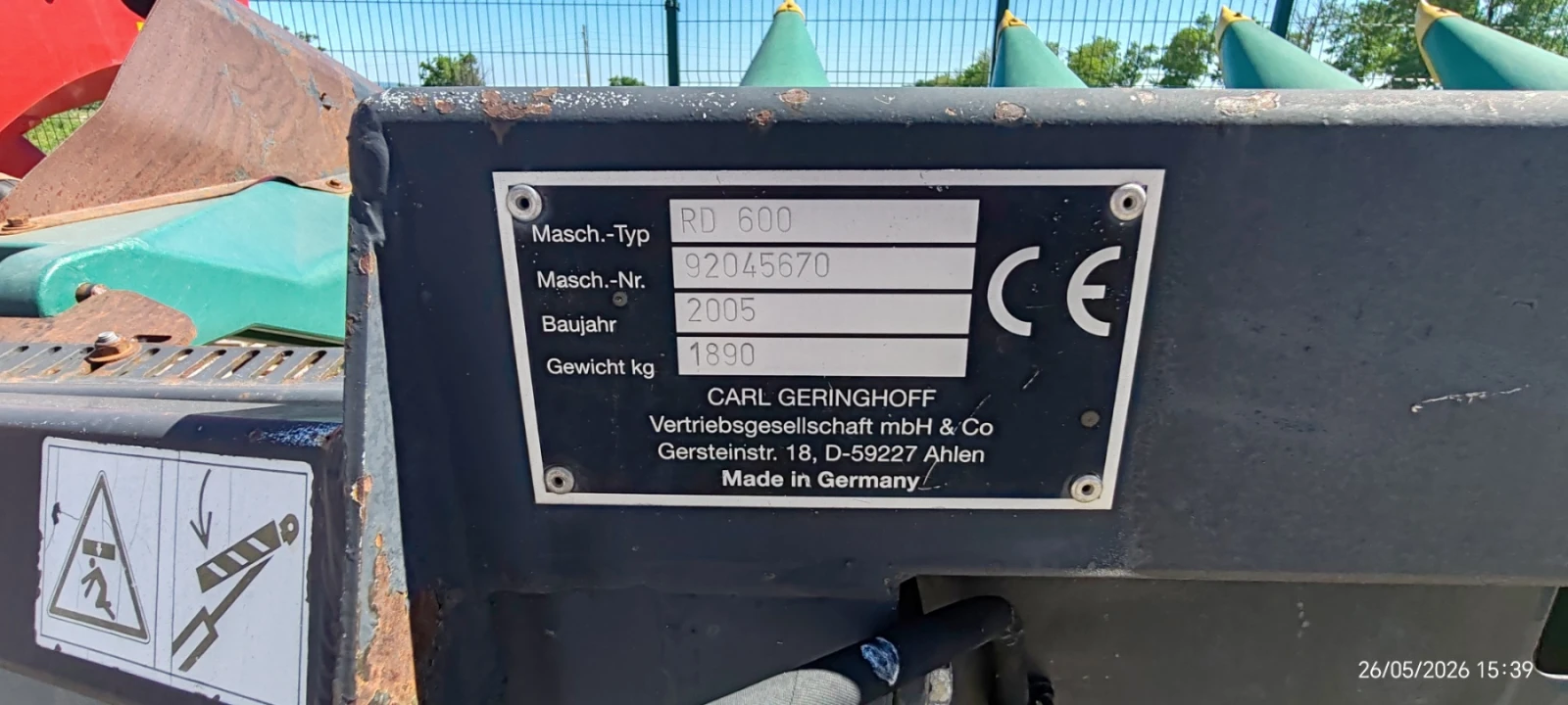 Хедер Geringhoff GERINGHOFF RD-600, снимка 2 - Селскостопанска техника - 54687746
