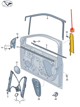 Лайсна предна дясна врата VW Polo 2018-RH 4 Врати 2G4837902L041, снимка 2