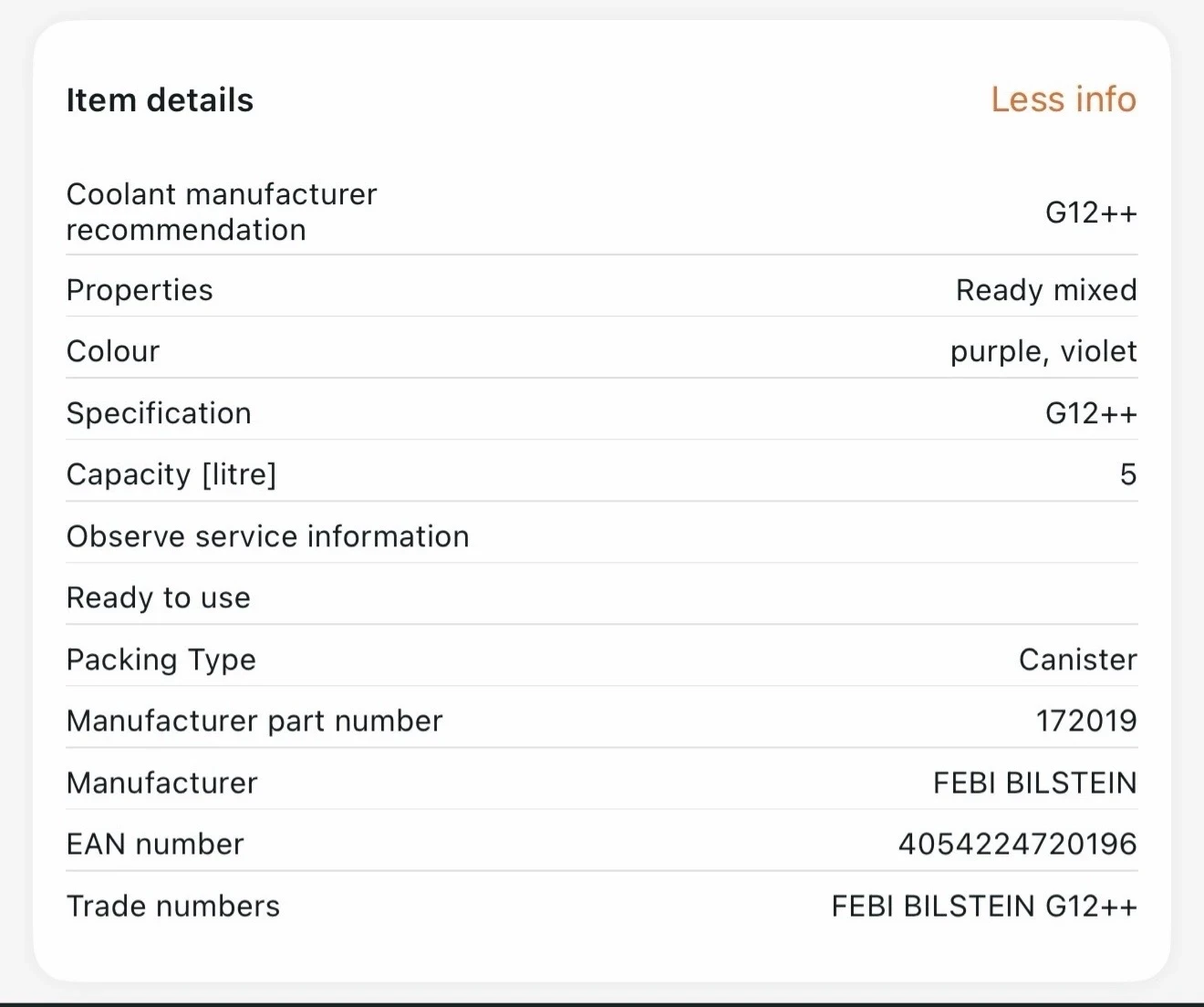 FEBI BILSTEIN Antifreeze purple violet  G12++ , снимка 5 - Части - 54263071