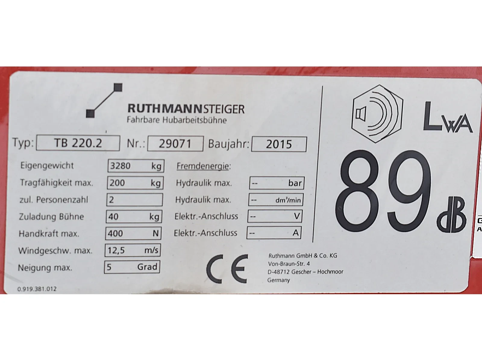 Автовишка Ruthmann 22м 200кг ТВ220, снимка 11 - Индустриална техника - 56210495