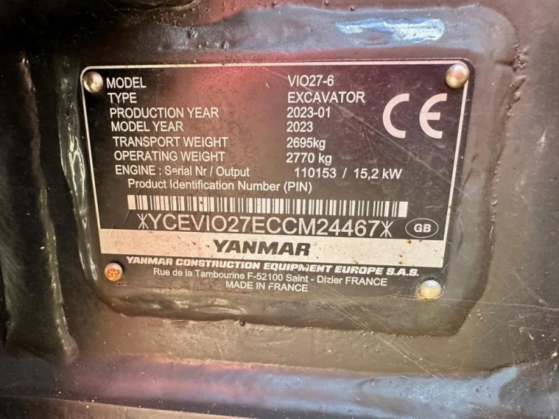 Багер Yanmar Vio27-6, снимка 2 - Индустриална техника - 48690312