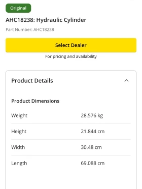 Хидравличен цилиндър за John Deere AHC18238, снимка 3