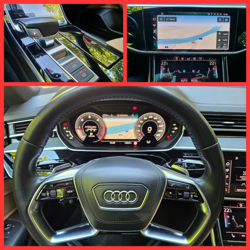 Audi A8 LONG* ВАКУУМ* ДИСТРОНИК* ПАНОРАМА* B&O* ЛИЗИНГ* , снимка 13 - Автомобили и джипове - 51645398