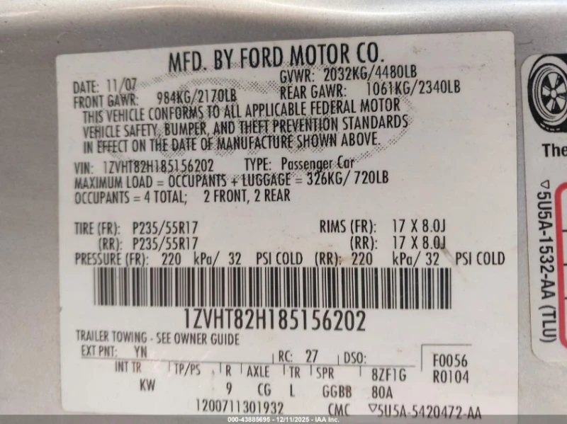 Ford Mustang 4.6L V-8 VVT, 300HP Rear Wheel Drive, снимка 14 - Автомобили и джипове - 52914037