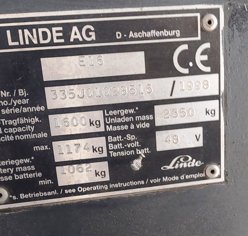 Електрокар Linde Е16, снимка 6 - Индустриална техника - 45471564