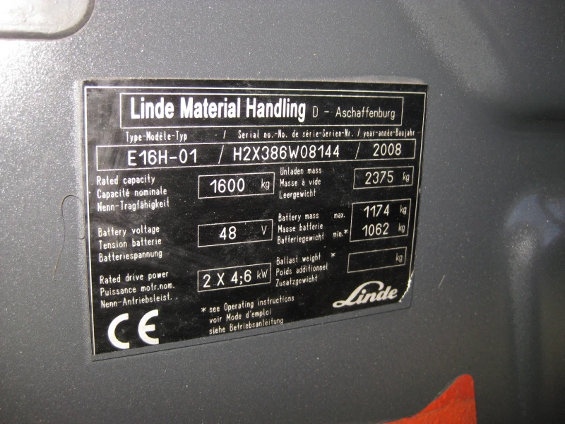 Електрокар Linde E16H-01 /386-01/, снимка 5 - Индустриална техника - 48930342