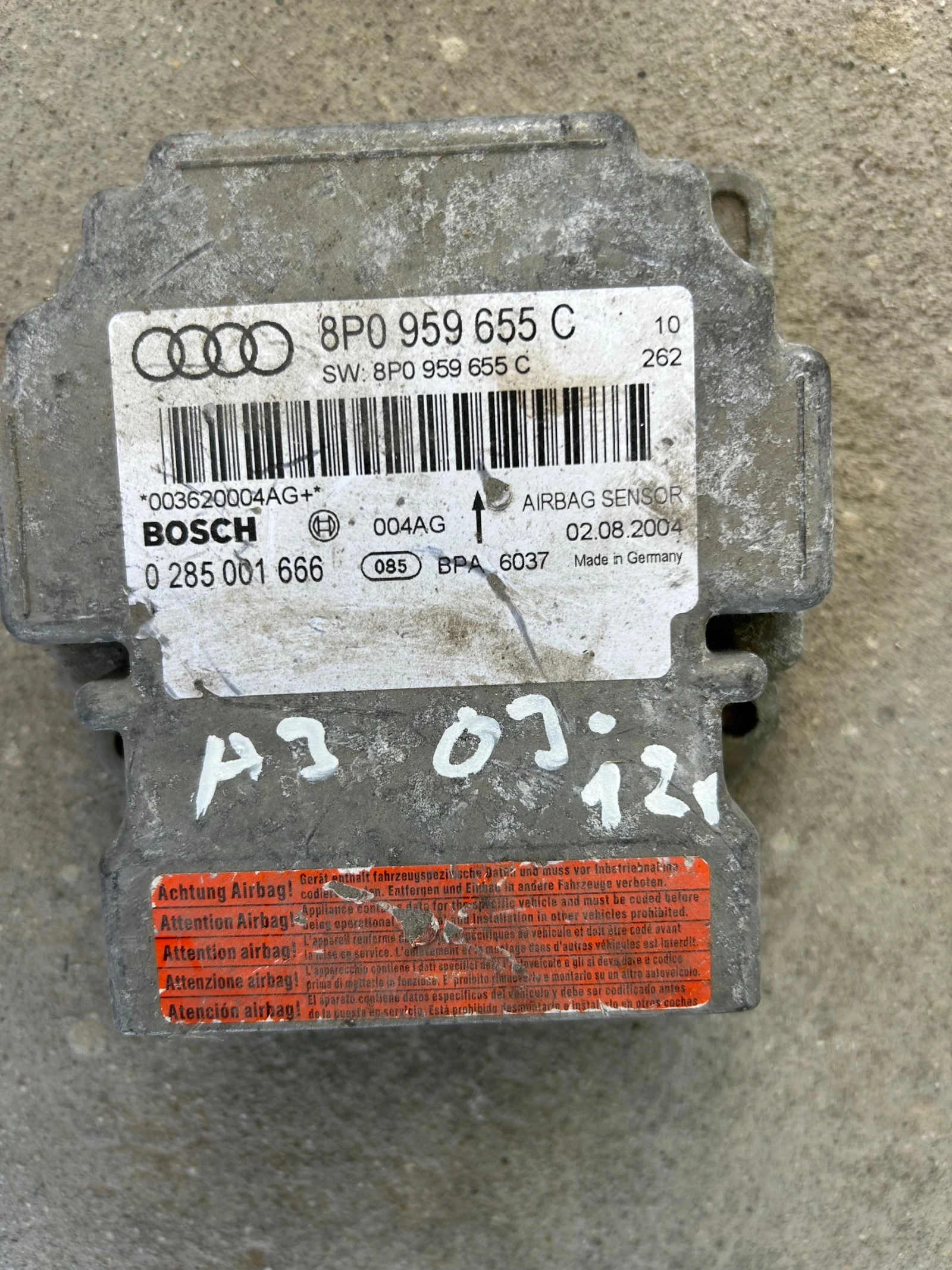 8P0959655C AIRBAG модул AUDI A3 0285001666
