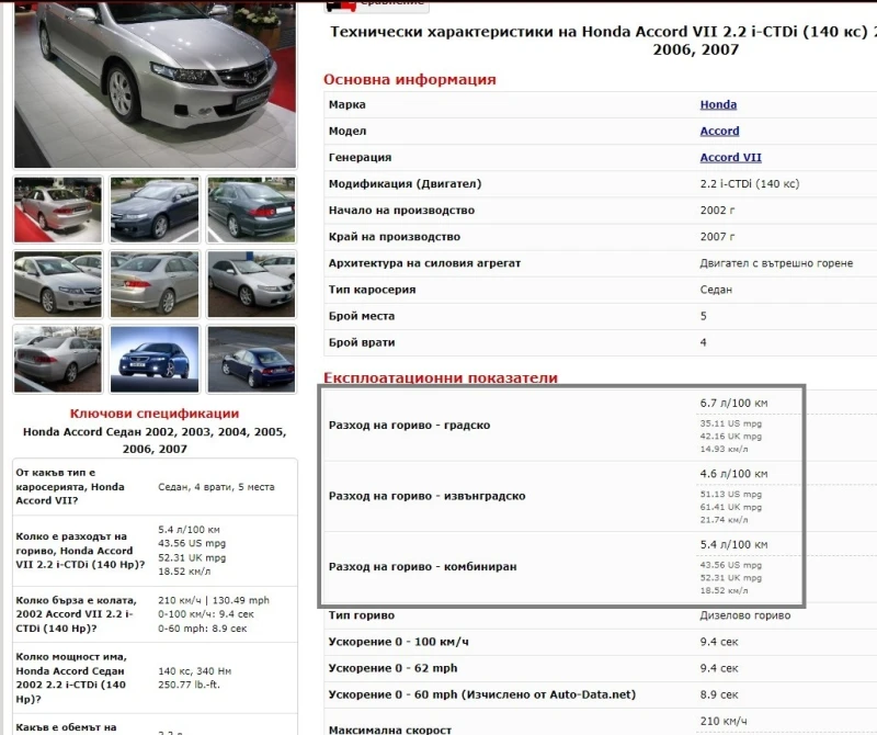 Honda Accord 2.2 I-CTDI EURO4, снимка 9 - Автомобили и джипове - 49312539