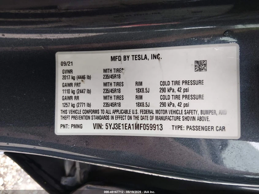 Tesla Model 3 Standard Range Plus Rear-Wheel Drive, снимка 9 - Автомобили и джипове - 55272172