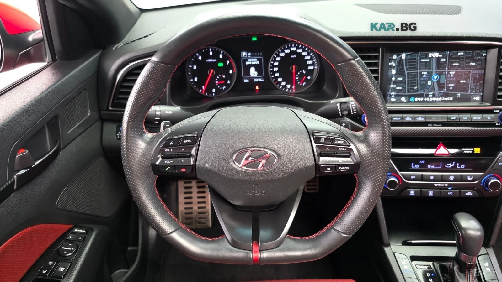 Hyundai Elantra 1.6T* SPORT* EXTREME* ПОДГР* ОБДУХ* ПАНО* КАМЕРА* , снимка 13 - Автомобили и джипове - 55925401