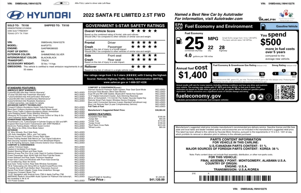 Hyundai Santa fe FWD 2.5 Turbo 281 к.с., снимка 16 - Автомобили и джипове - 54175291