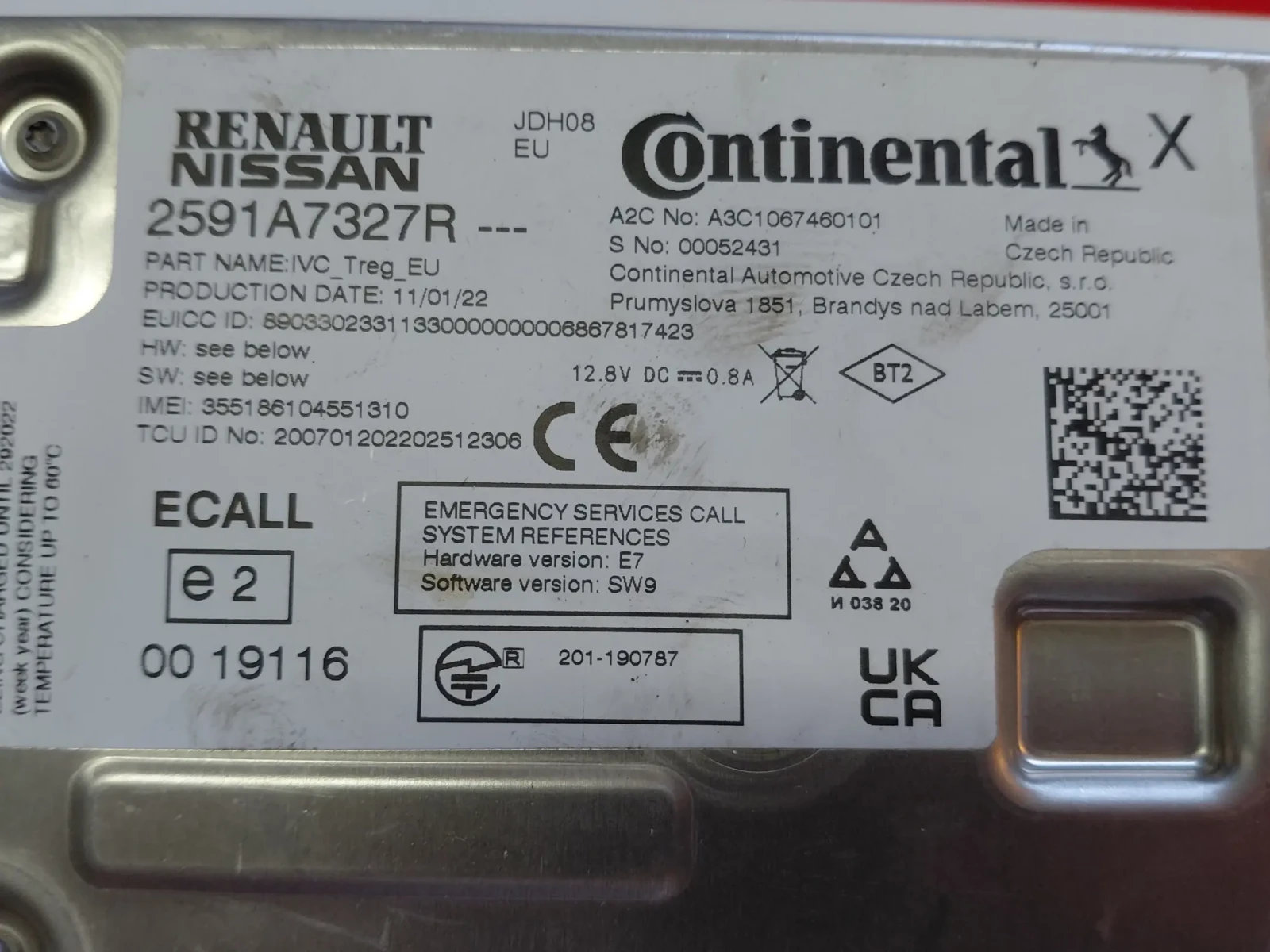 2591A7327R Bluetooth модул  RENAULT CLIO V A3C1067460101 2591A7327R ---, снимка 2 - Части - 55629553