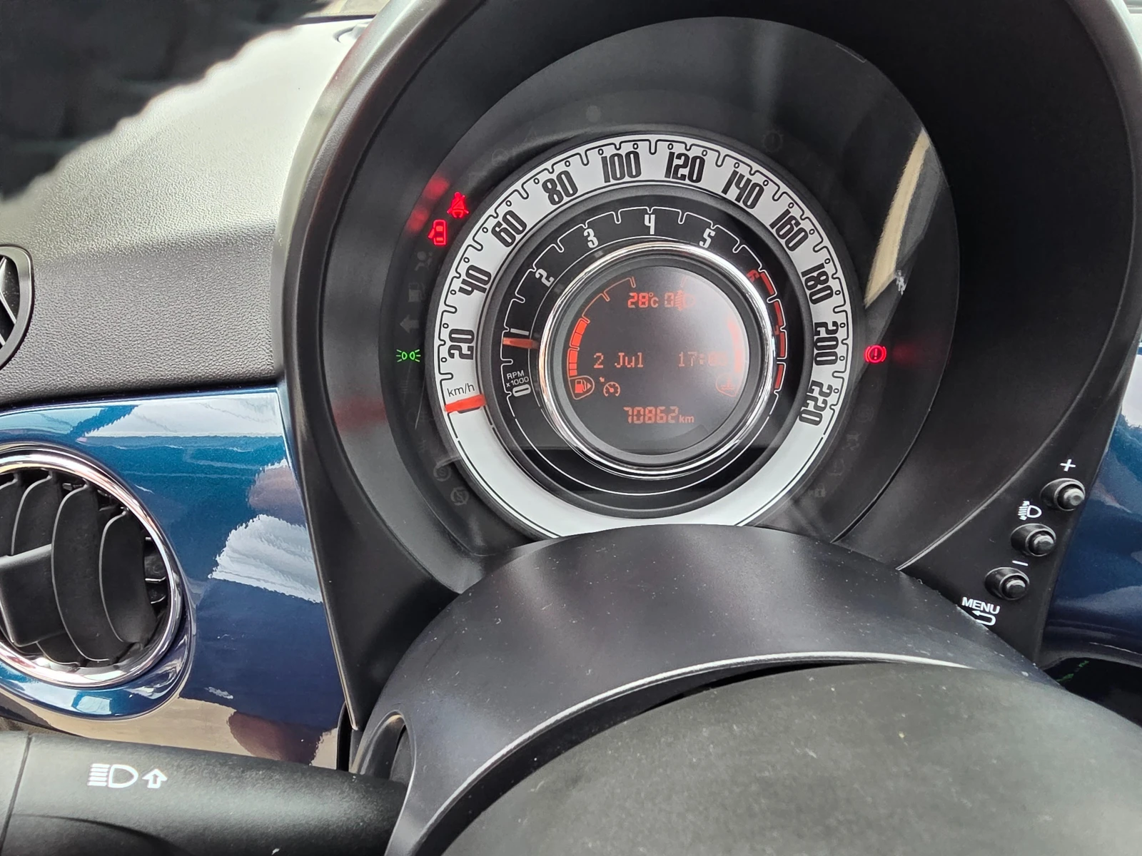 Fiat 500 CABRIO 70882km 2019г 1.2I-69к.с- EURO 6-ДАНИЯ, снимка 10 - Автомобили и джипове - 55149314