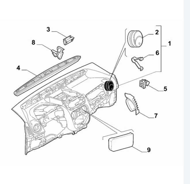 Въздуховод дюза арматурно табло Citroen Nemo/Fiat Fiorino/Qubo/Peugeot Bipper 2007- КРАЕН  91/79мм